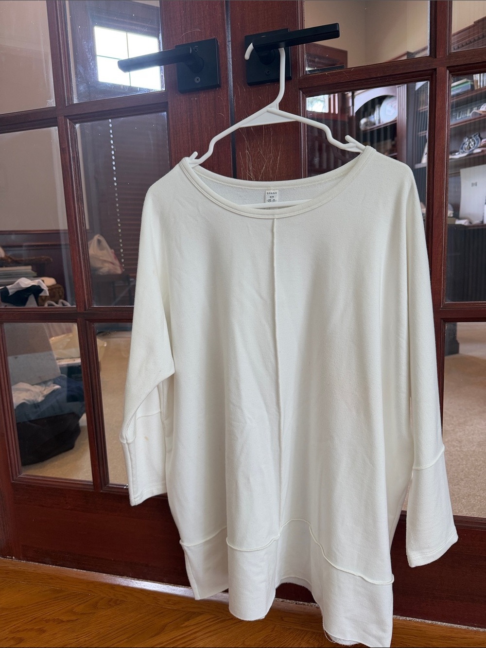 SPANX Cream Boatneck Relaxed Tunic Sweatshirt